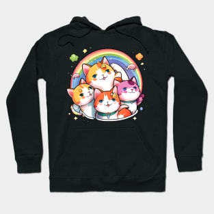 Colorful Heart Love Cats Kawaii - Funny Cats Hoodie